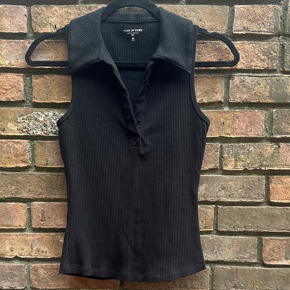 Year of Ours Black Ribbed Sleeveless Top
